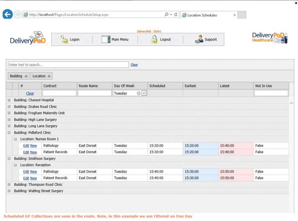 NHS Collection and Delivery Round Route