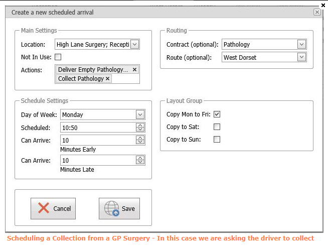 A GP Surgery Collection Schedule