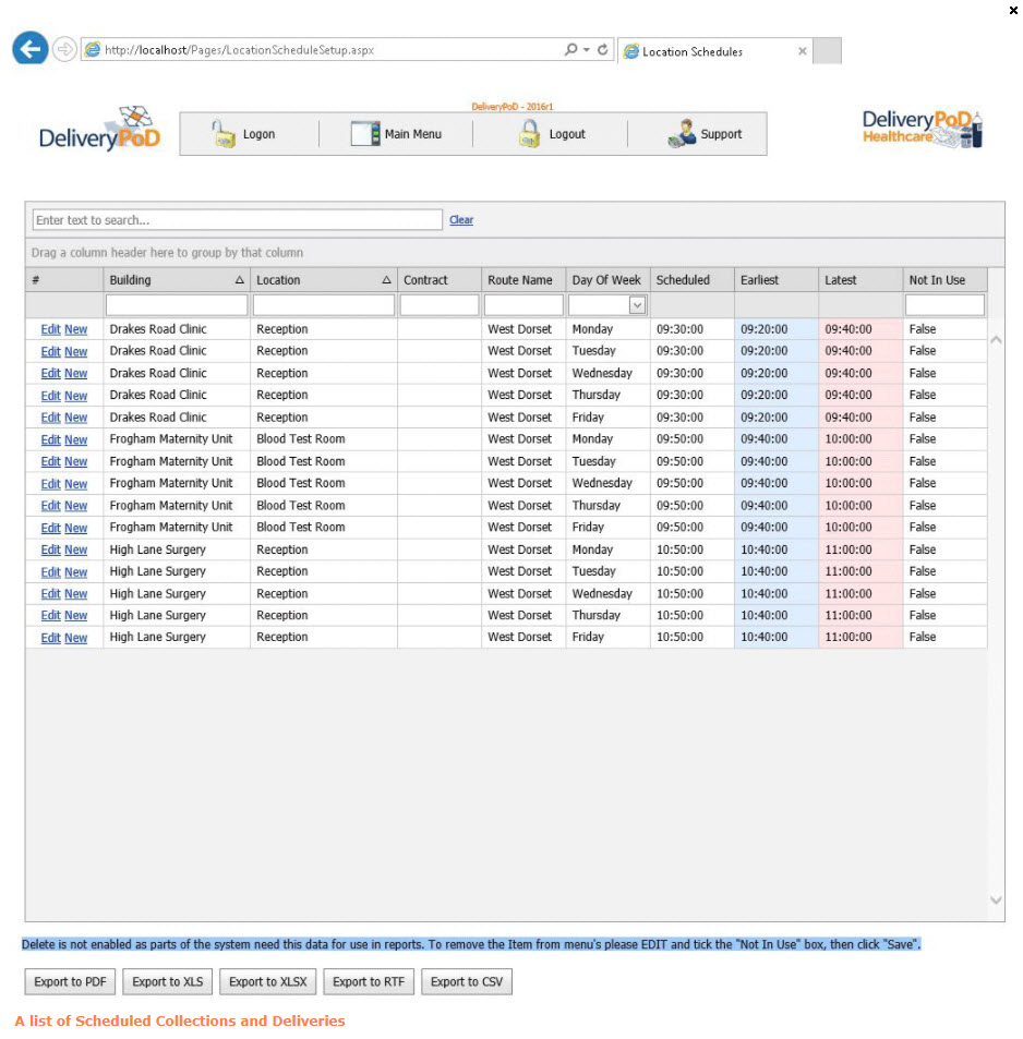 GP Surgery Collection and Delivery Round Schedule