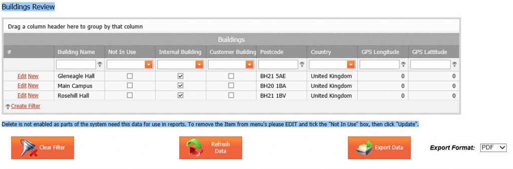 Building Setup for Asset Tracking