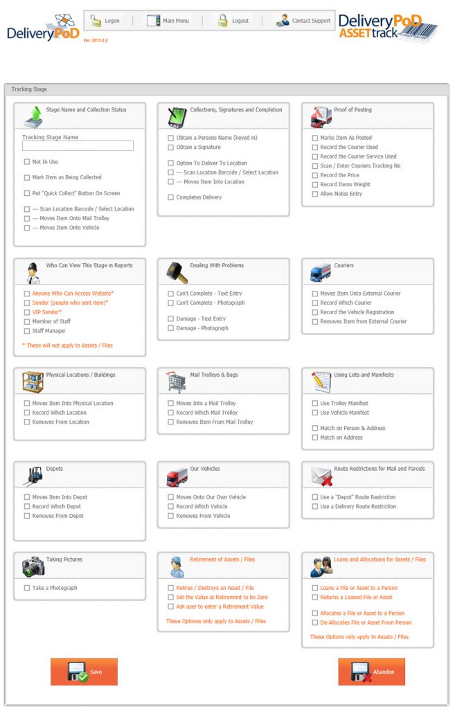 Asset Tracking Stage Being Setup