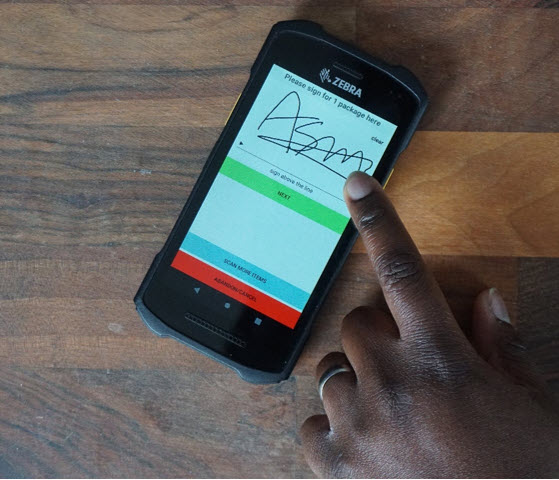 Signing on a Android Smartphone Screen for Proof of Delivery